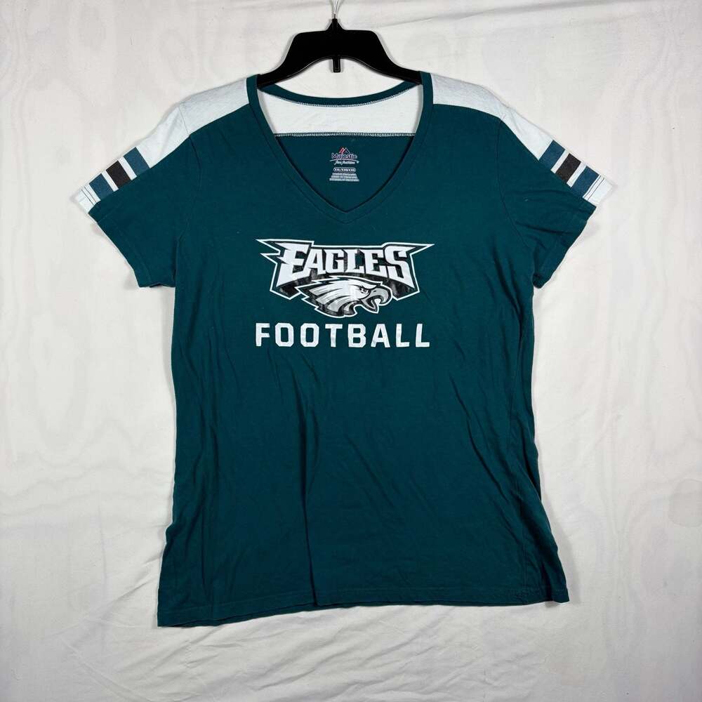 Majestic Fan Fashion Philadelphia Eagles NFL Football V-Neck T-Shirt Women's XXL